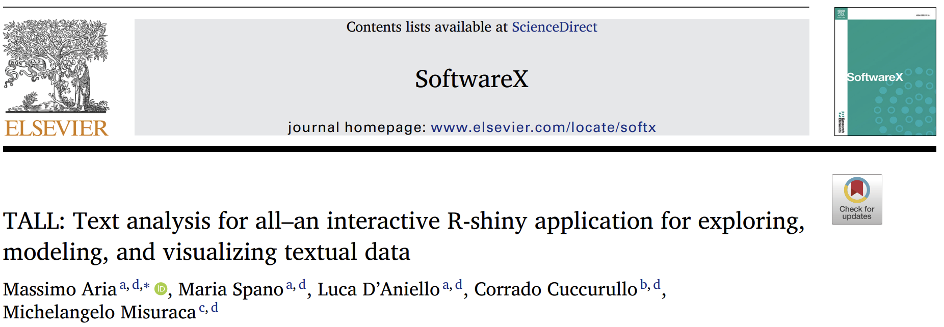 TALL paper in SoftwareX